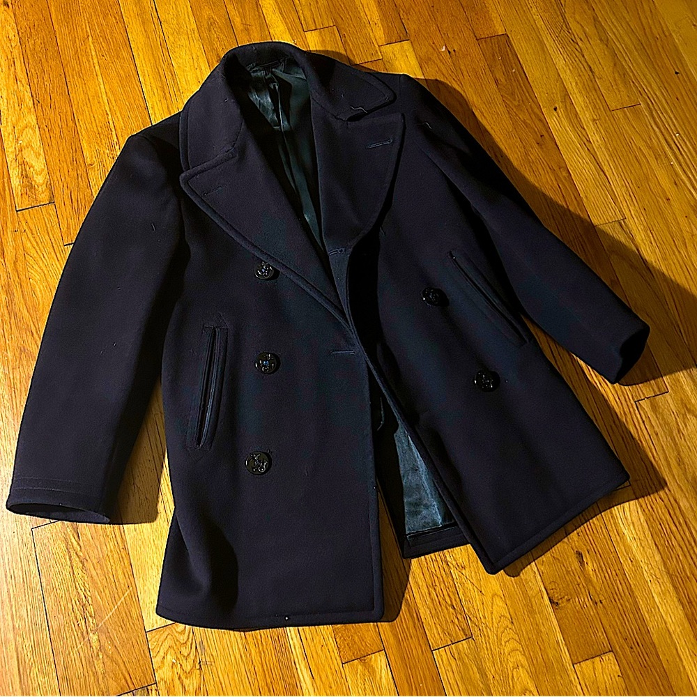 ⚓️ VTG NAVAL BUTTON UP NAVY MILITARY PEA COAT JACKET